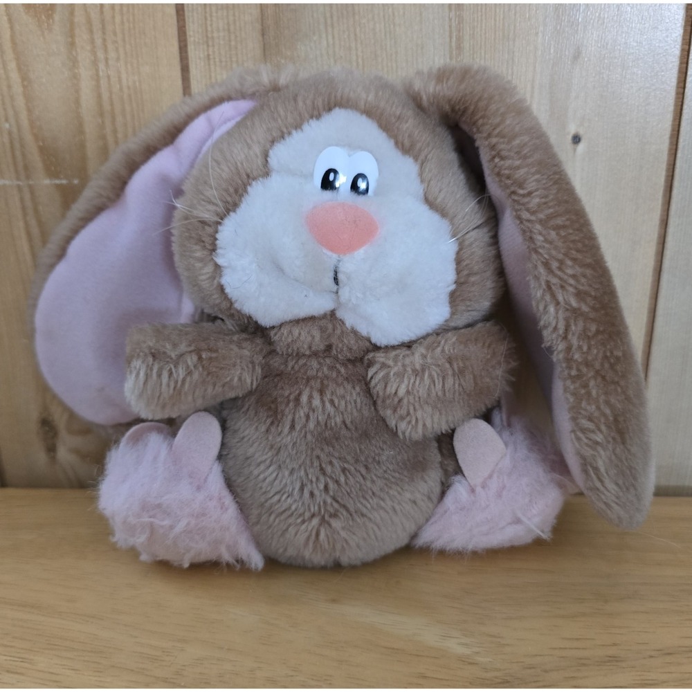 Applause Bunny Rabbit Plush 6" Pink Slippers Floppy Ears 1986 Korea Vintage